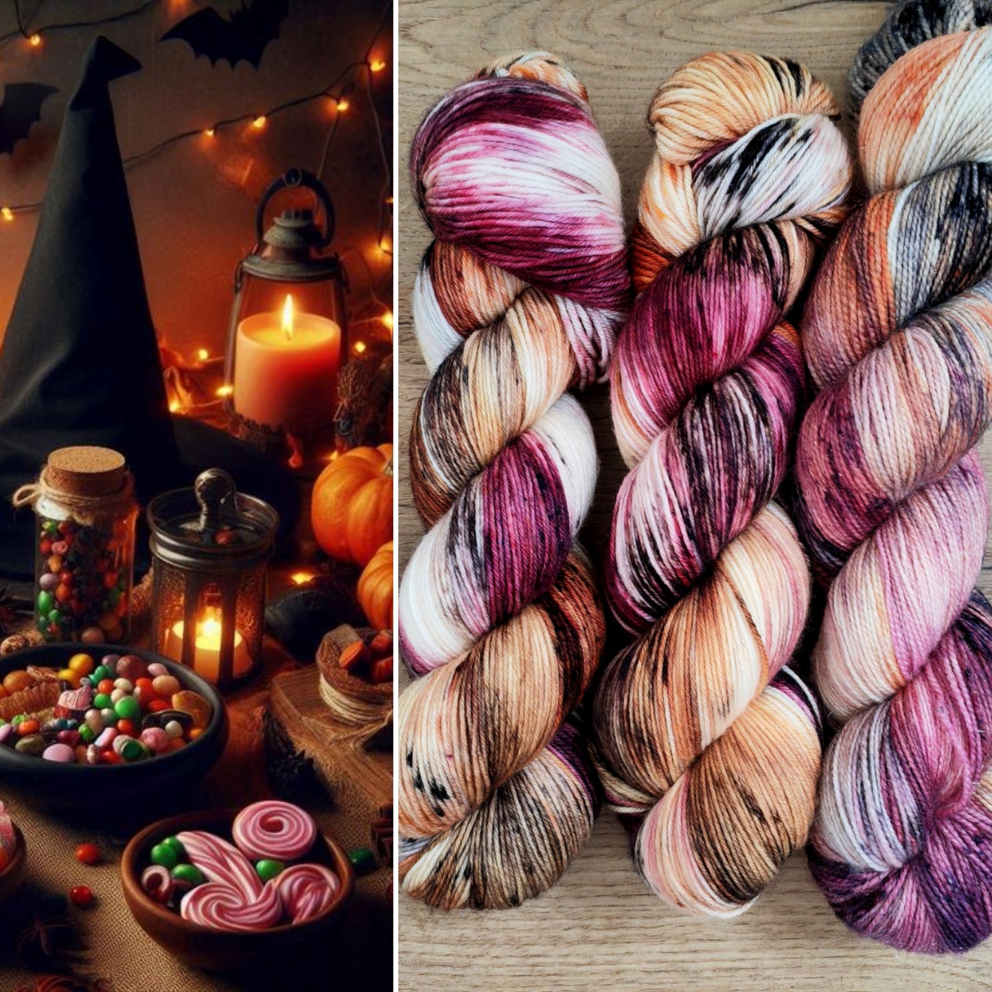 Écheveaux de laine teints à la main • Trick or treats!