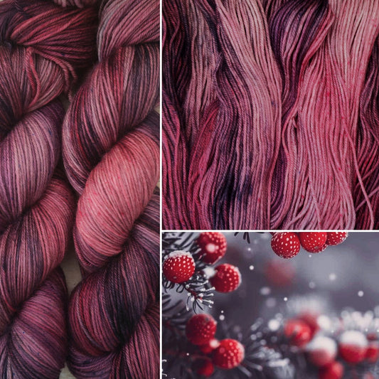 Écheveaux de laine teints à la main • Winter berries
