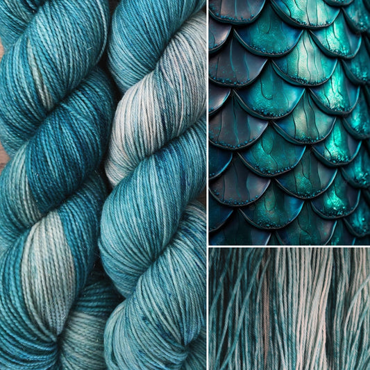 Écheveaux de laine teints à la main • Blue Mermaid