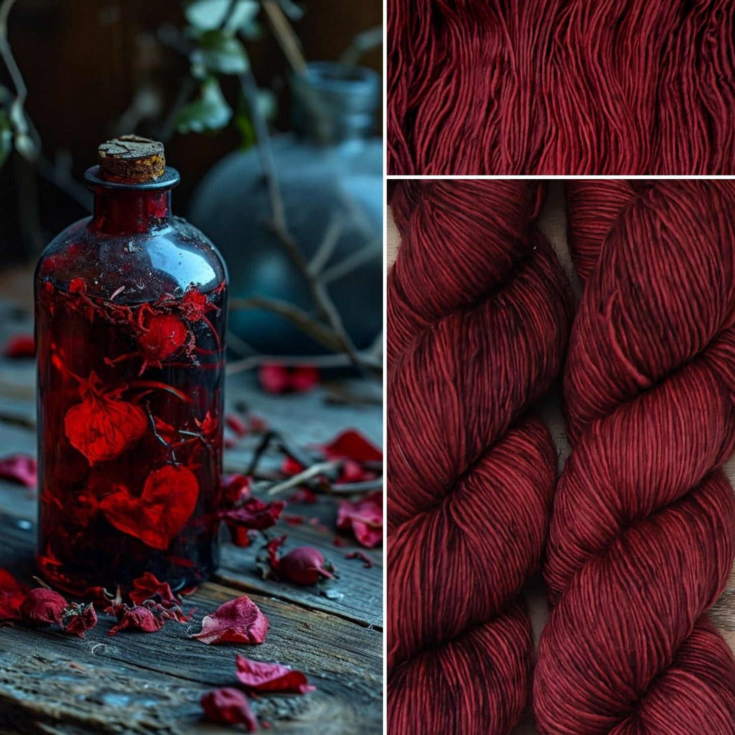 Écheveaux de laine teints à la main • Poison