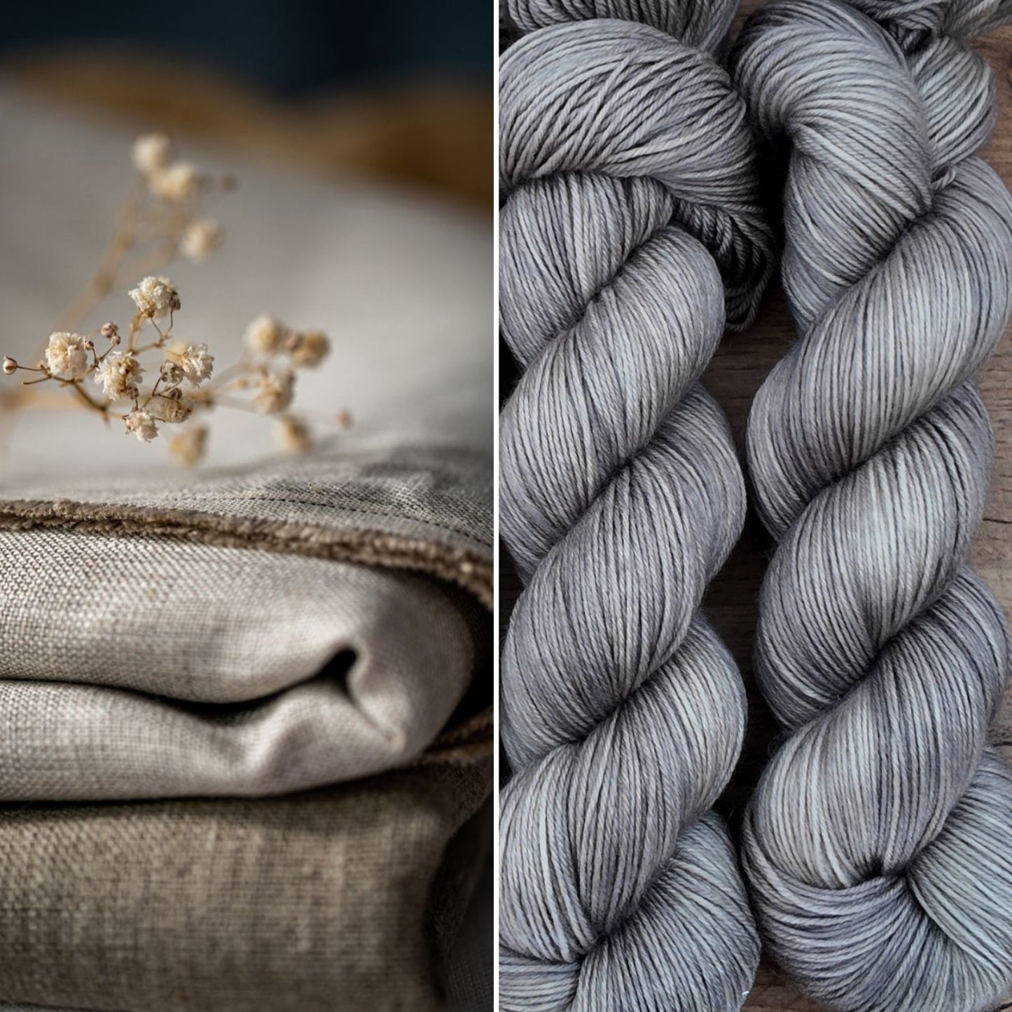 Écheveaux de laine teints à la main • Lin