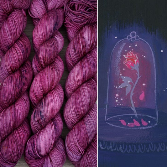 Écheveaux de laine teints à la main • Rose enchantée