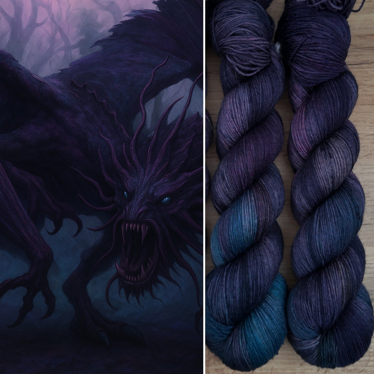 Écheveaux de laine teints à la main • Jaberwockie