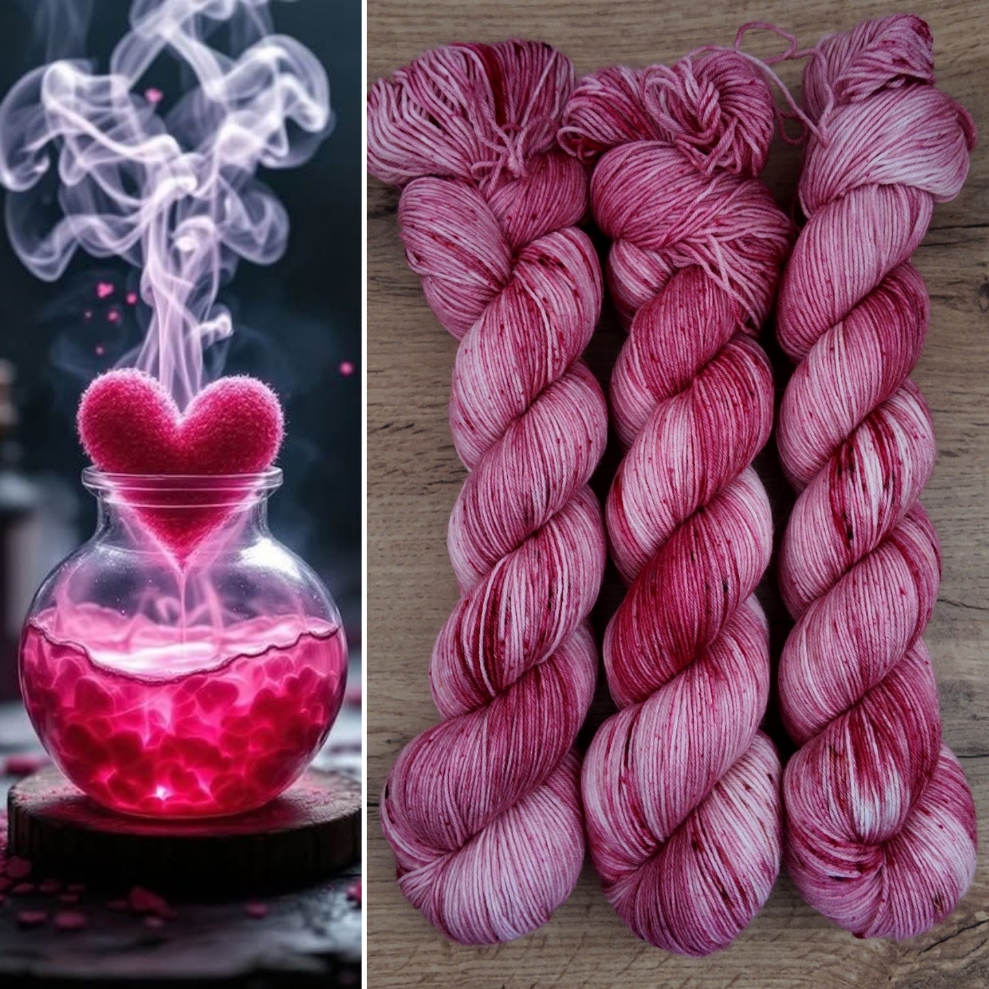 Écheveaux de laine teints à la main • Amortencia