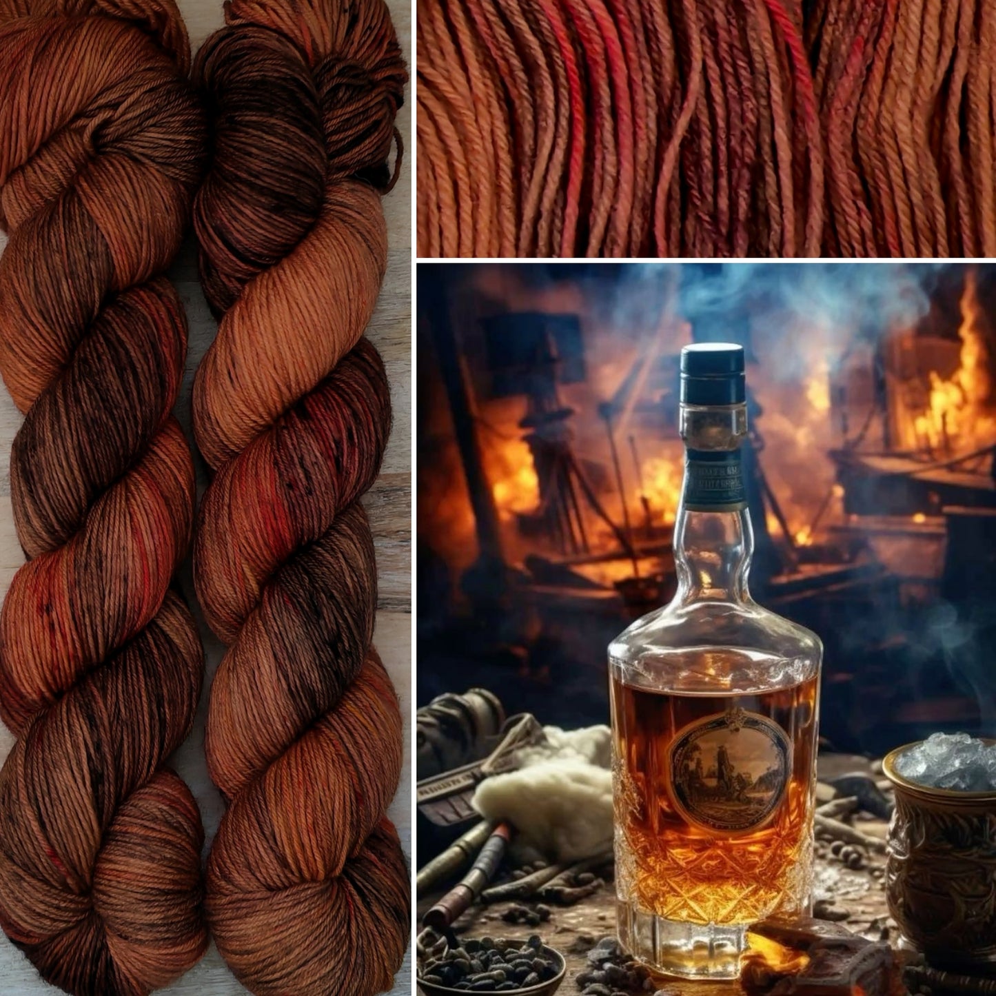 Écheveaux de laine teints à la main • Fire Whisky