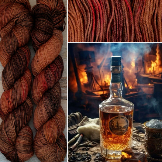 Écheveaux de laine teints à la main • Fire Whisky