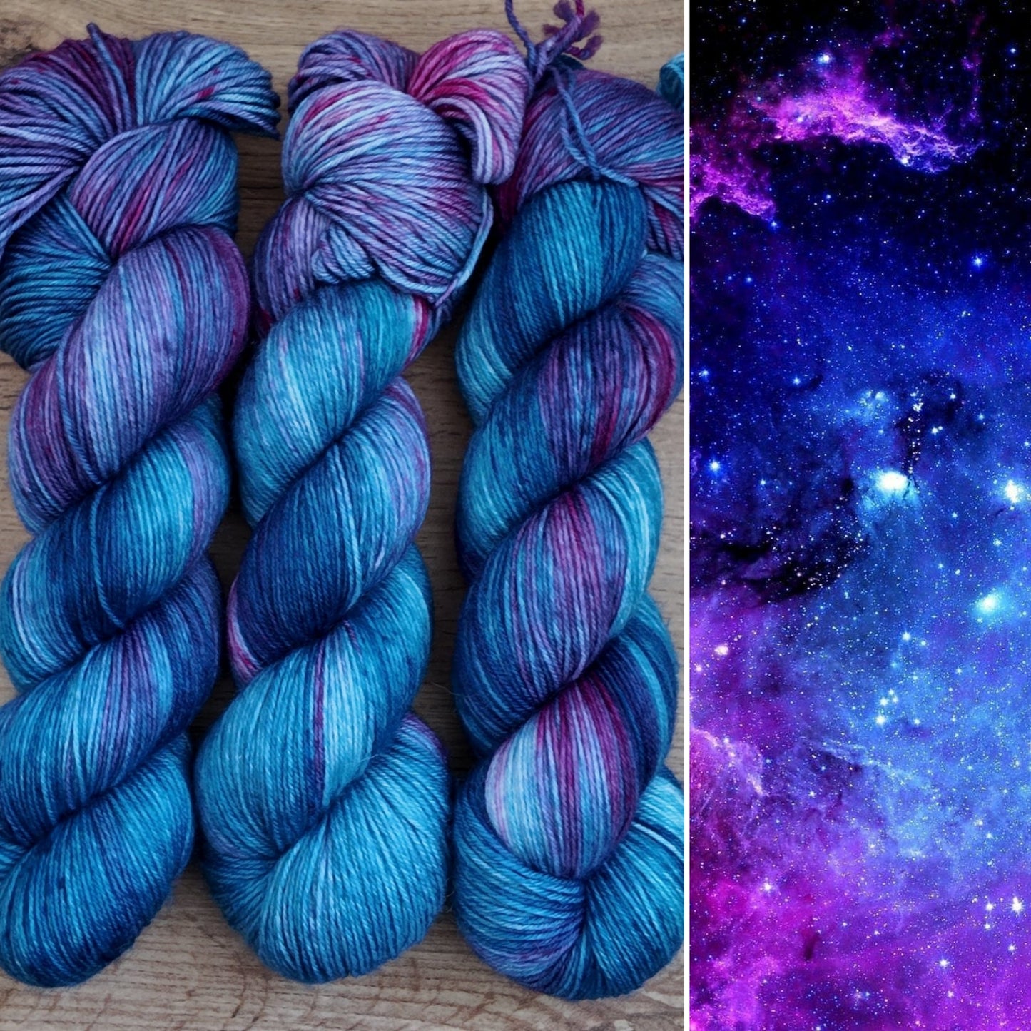 Écheveaux de laine teints à la main • Nebuleuse